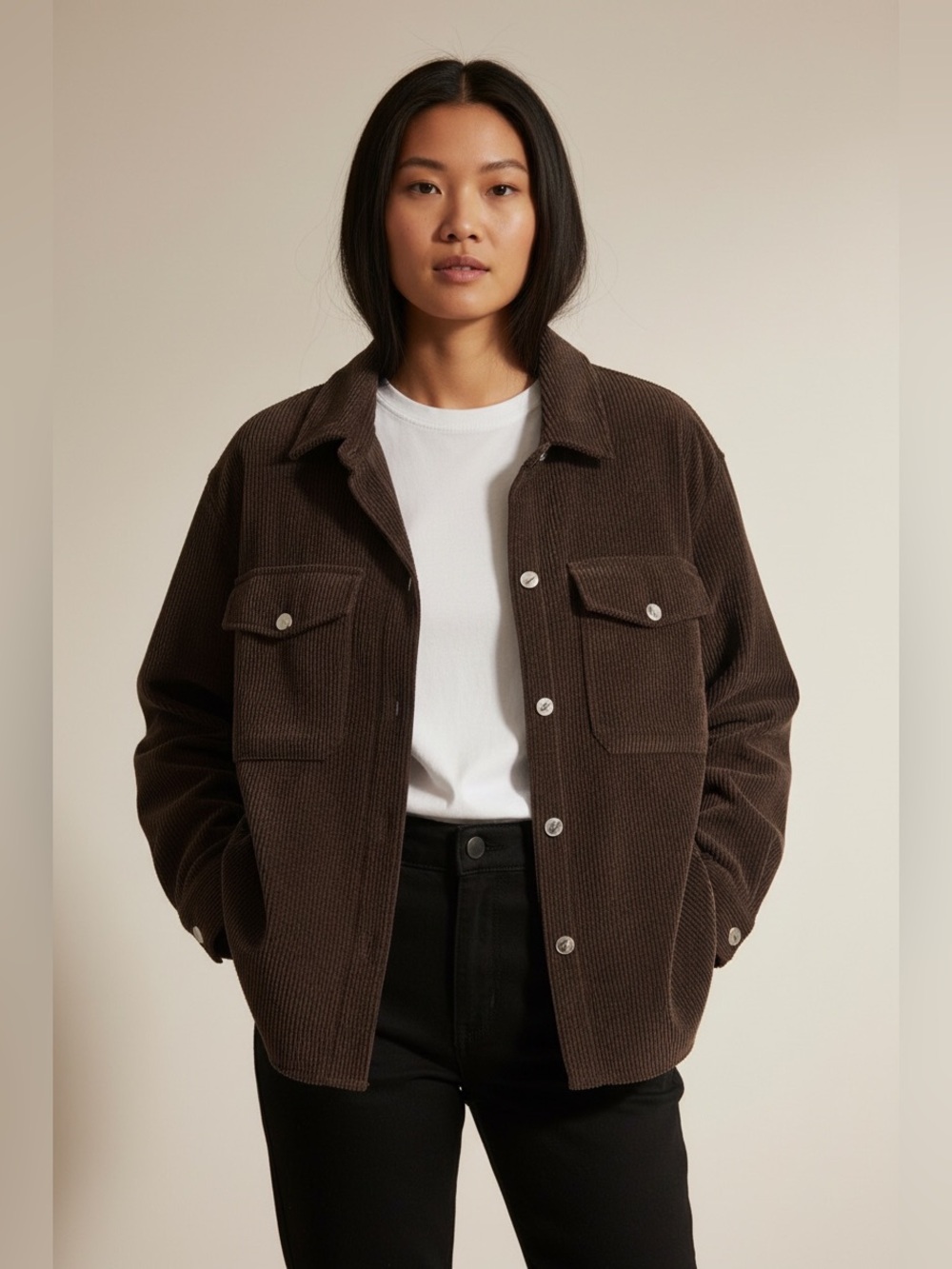 Bluenotes Brown Corduroy Shacket Size XL